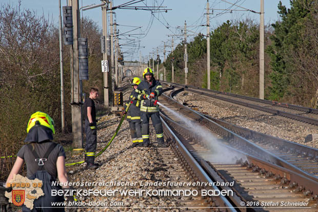 20180414 Brand mehrerer Güterwaggons im Bahnhof Pfaffstätten  Foto: © Stefan Schneider BFKDO BADEN