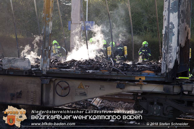 20180414 Brand mehrerer Güterwaggons im Bahnhof Pfaffstätten  Foto: © Stefan Schneider BFKDO BADEN
