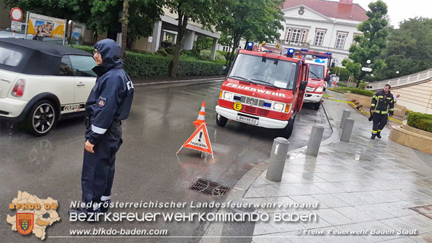 20180524 Unwettereinsatz nach Starkregen beim Casino Baden  Foto: © Stefan Schneider FF Baden-Stadt