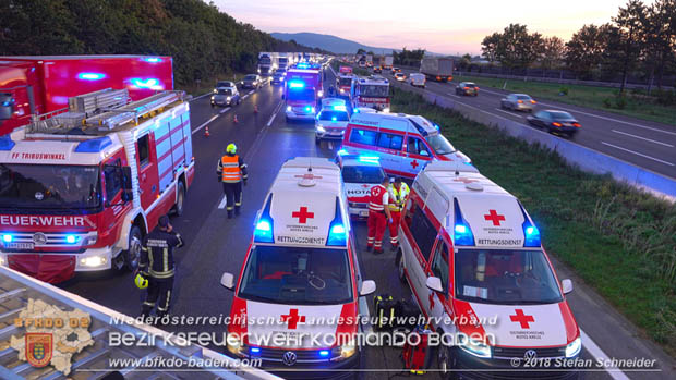 20180912 Verkehrsunfall mit 3 Verletzten auf der A2 bei Leobersdorf Foto: © Stefan Schneider 20180912 Verkehrsunfall mit 3 Verletzten auf der A2 bei Leobersdorf Foto: © Stefan Schneider