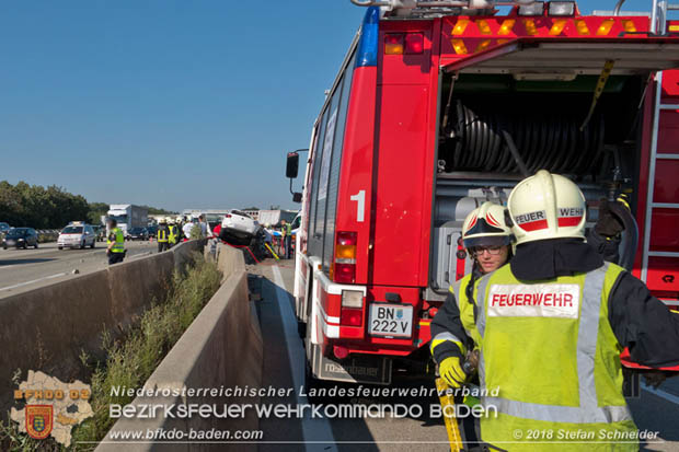 20180918 Verkehrsunfall auf der A2 beim Knoten Guntramsdorf  Foto: © Stefan Schneider 