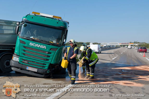 20180918 Verkehrsunfall auf der A2 beim Knoten Guntramsdorf  Foto: © Stefan Schneider 