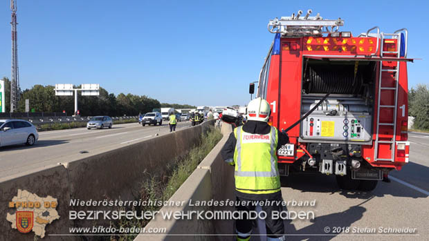 20180918 Verkehrsunfall auf der A2 beim Knoten Guntramsdorf  Foto: © Stefan Schneider 