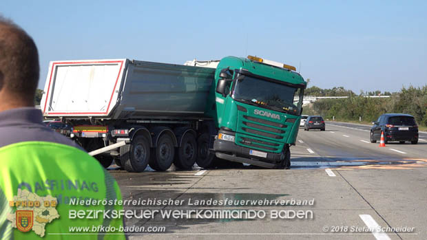 20180918 Verkehrsunfall auf der A2 beim Knoten Guntramsdorf  Foto: © Stefan Schneider 