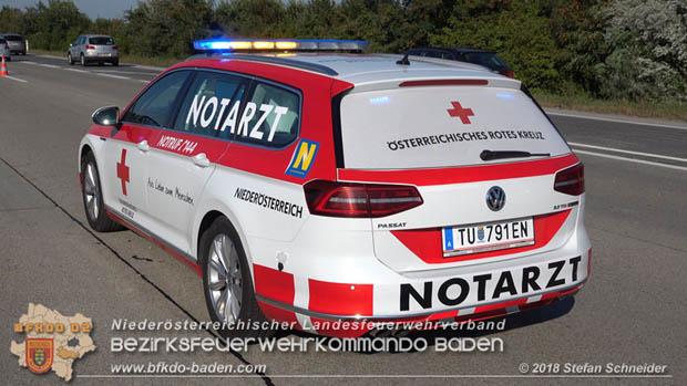 20180918 Verkehrsunfall auf der A2 beim Knoten Guntramsdorf  Foto: © Stefan Schneider 