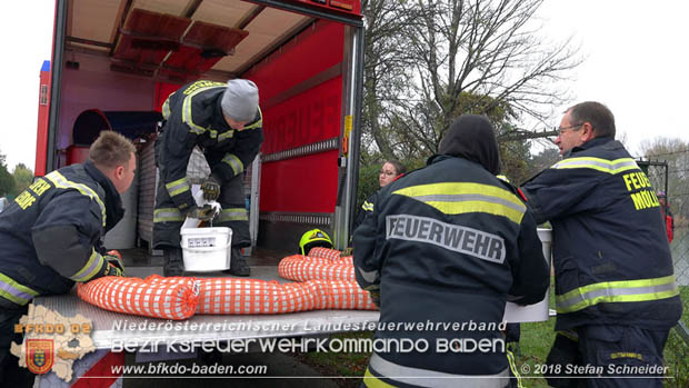 20181120 Kleiner Gewässerschaden auf Teich in der Eigenheimsiedlung Möllersdorf/Guntramsdorf  Foto: © Stefan Schneider BFK BADEN