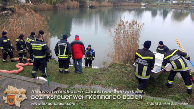 20181120 Kleiner Gewässerschaden auf Teich in der Eigenheimsiedlung Möllersdorf/Guntramsdorf Foto: © Stefan Schneider BFK BADEN 20181120 Kleiner Gewässerschaden auf Teich in der Eigenheimsiedlung Möllersdorf/Guntramsdorf Foto: © Stefan Schneider BFK BADEN