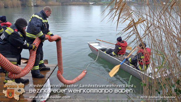 20181120 Kleiner Gewässerschaden auf Teich in der Eigenheimsiedlung Möllersdorf/Guntramsdorf Foto: © Stefan Schneider BFK BADEN 20181120 Kleiner Gewässerschaden auf Teich in der Eigenheimsiedlung Möllersdorf/Guntramsdorf Foto: © Stefan Schneider BFK BADEN