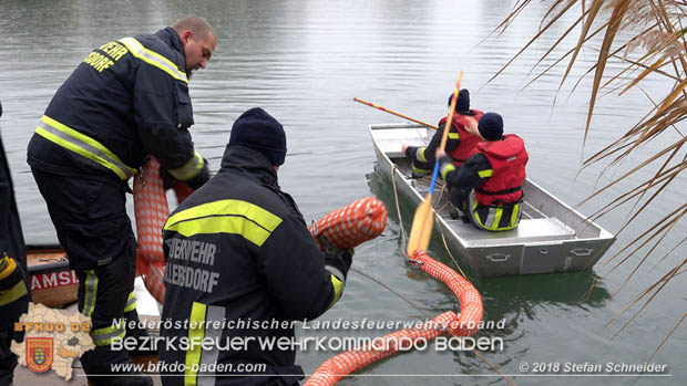 20181120 Kleiner Gewässerschaden auf Teich in der Eigenheimsiedlung Möllersdorf/Guntramsdorf Foto: © Stefan Schneider BFK BADEN 20181120 Kleiner Gewässerschaden auf Teich in der Eigenheimsiedlung Möllersdorf/Guntramsdorf Foto: © Stefan Schneider BFK BADEN