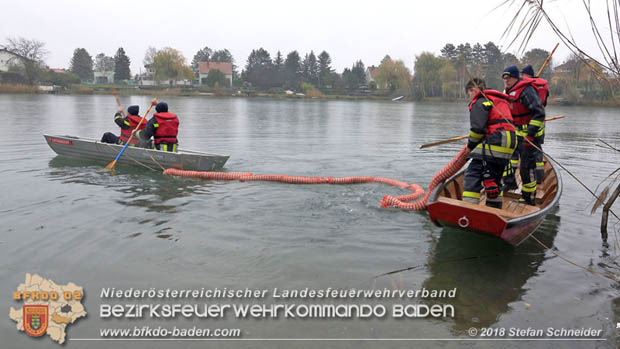 20181120 Kleiner Gewässerschaden auf Teich in der Eigenheimsiedlung Möllersdorf/Guntramsdorf Foto: © Stefan Schneider BFK BADEN 20181120 Kleiner Gewässerschaden auf Teich in der Eigenheimsiedlung Möllersdorf/Guntramsdorf Foto: © Stefan Schneider BFK BADEN