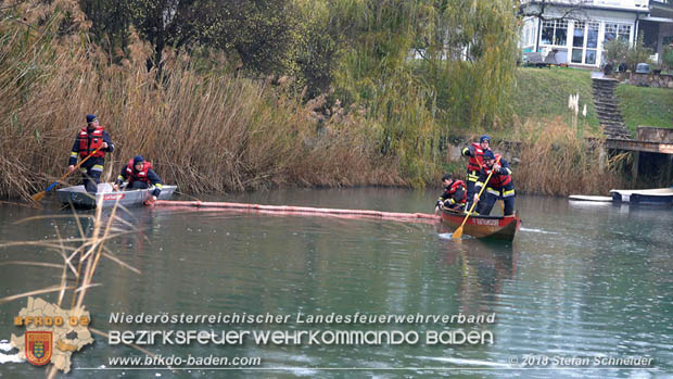 20181120 Kleiner Gewässerschaden auf Teich in der Eigenheimsiedlung Möllersdorf/Guntramsdorf Foto: © Stefan Schneider BFK BADEN 20181120 Kleiner Gewässerschaden auf Teich in der Eigenheimsiedlung Möllersdorf/Guntramsdorf Foto: © Stefan Schneider BFK BADEN