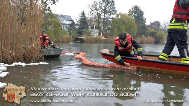 20181120 Kleiner Gewässerschaden auf Teich in der Eigenheimsiedlung Möllersdorf/Guntramsdorf Foto: © Stefan Schneider BFK BADEN 20181120 Kleiner Gewässerschaden auf Teich in der Eigenheimsiedlung Möllersdorf/Guntramsdorf Foto: © Stefan Schneider BFK BADEN