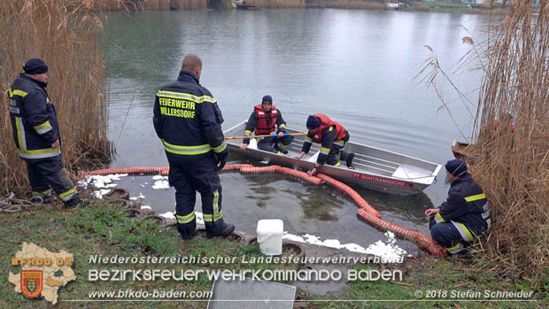 20181120 Kleiner Gewässerschaden auf Teich in der Eigenheimsiedlung Möllersdorf/Guntramsdorf Foto: © Stefan Schneider BFK BADEN 20181120 Kleiner Gewässerschaden auf Teich in der Eigenheimsiedlung Möllersdorf/Guntramsdorf Foto: © Stefan Schneider BFK BADEN