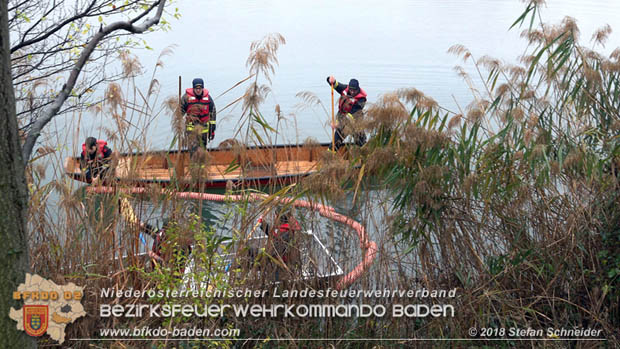 20181120 Kleiner Gewässerschaden auf Teich in der Eigenheimsiedlung Möllersdorf/Guntramsdorf Foto: © Stefan Schneider BFK BADEN 20181120 Kleiner Gewässerschaden auf Teich in der Eigenheimsiedlung Möllersdorf/Guntramsdorf Foto: © Stefan Schneider BFK BADEN