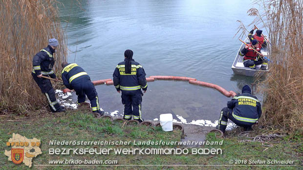 20181120 Kleiner Gewässerschaden auf Teich in der Eigenheimsiedlung Möllersdorf/Guntramsdorf Foto: © Stefan Schneider BFK BADEN 20181120 Kleiner Gewässerschaden auf Teich in der Eigenheimsiedlung Möllersdorf/Guntramsdorf Foto: © Stefan Schneider BFK BADEN
