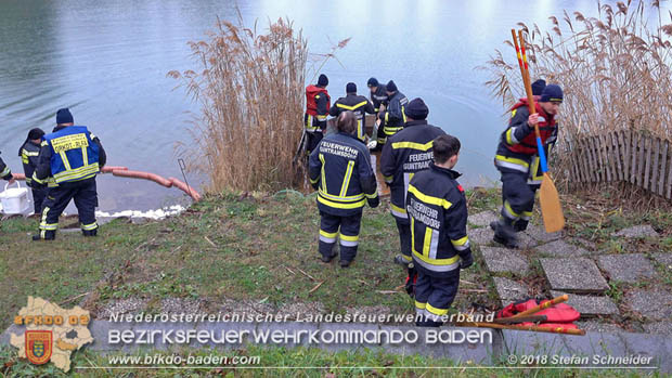 20181120 Kleiner Gewässerschaden auf Teich in der Eigenheimsiedlung Möllersdorf/Guntramsdorf Foto: © Stefan Schneider BFK BADEN 20181120 Kleiner Gewässerschaden auf Teich in der Eigenheimsiedlung Möllersdorf/Guntramsdorf Foto: © Stefan Schneider BFK BADEN