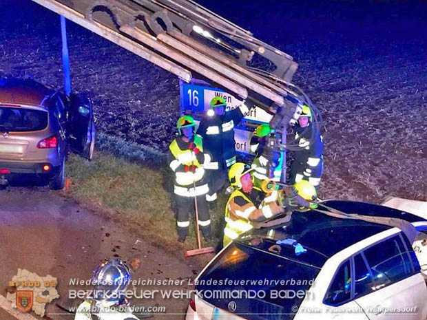 20181207 Schwerer Verkehrsunfall auf der LB16 zwischen Wampersdorf und Weigelsdorf  Foto: © Freiwillige Feuerwehr Wampersdorf