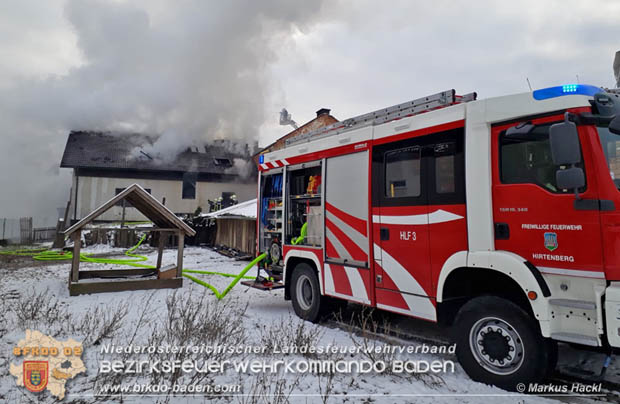 20181217 Wohnhausbrand in Lindabrunn-Enzesfeld forderte 8 Freiwillige Feuerwehren  Foto: © ASB oeA Markus Hackl