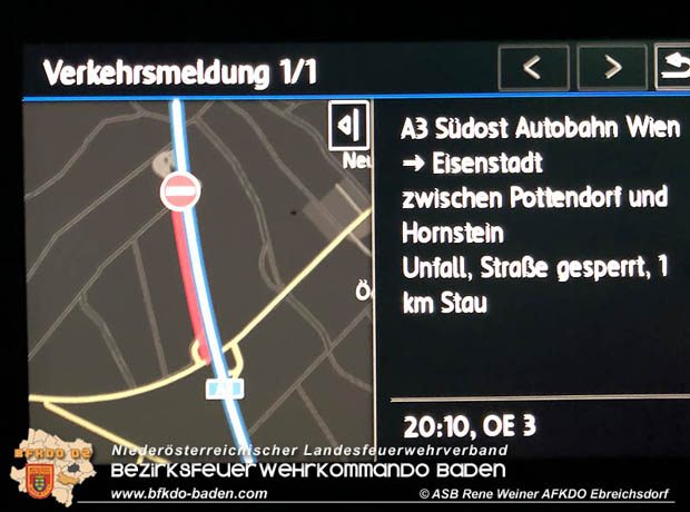 20181217 Verkehrsunfall mit toedlichem Ausgang auf der A3 Suedostautobahn zwischen Pottendorf und Hornstein  Foto: © ASB oeA Rene Weiner