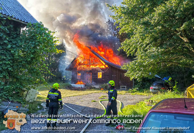 20190630 Vollbrand eines Nebengeäudes in Klausen-Leopoldsorf in Waldnähe  Foto: © Freiwillige Feuerwehr Klausen Leopoldsdorf