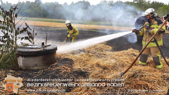 20190705 Abgeerntetes Feld sowie mehrere Rund-Stroballen bei Weigelsdorf abgebrannt Foto: © Stefan Schneider BFK Baden 20190705 Abgeerntetes Feld sowie mehrere Rund-Stroballen bei Weigelsdorf abgebrannt Foto: © Stefan Schneider BFK Baden