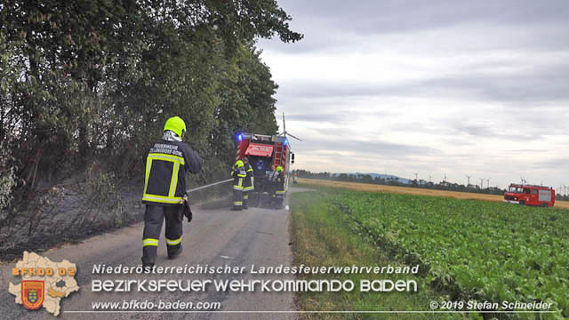20190705 Feuerwehren aus dem Bezirk Baden unterstützen bei 35 Hektar Getreidefeld in Flammen  Foto: © Stefan Schneider BFK Baden