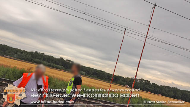 20190705 Feuerwehren aus dem Bezirk Baden unterstützen bei 35 Hektar Getreidefeld in Flammen  Foto: © Stefan Schneider BFK Baden