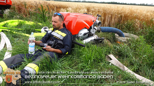 20190705 Feuerwehren aus dem Bezirk Baden unterstützen bei 35 Hektar Getreidefeld in Flammen  Foto: © Stefan Schneider BFK Baden