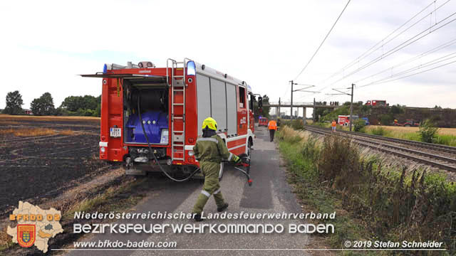 20190705 Feuerwehren aus dem Bezirk Baden unterstützen bei 35 Hektar Getreidefeld in Flammen  Foto: © Stefan Schneider BFK Baden