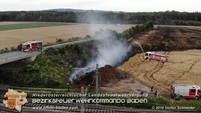 20190705 Feuerwehren aus dem Bezirk Baden unterstützen bei 35 Hektar Getreidefeld in Flammen  Foto: © Stefan Schneider BFK Baden