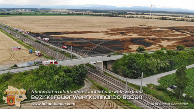 20190705 Feuerwehren aus dem Bezirk Baden unterstützen bei 35 Hektar Getreidefeld in Flammen  Foto: © Stefan Schneider BFK Baden