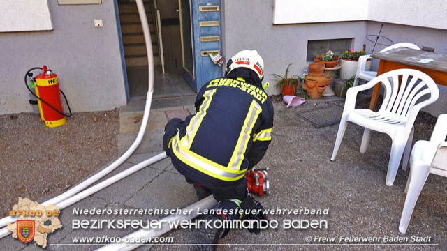 20190706 Küchenbrand in Badener Mehrparteien-Wohnhausanlage rasch gelöscht  Foto: © Stefan Schneider FF Baden-Stadt