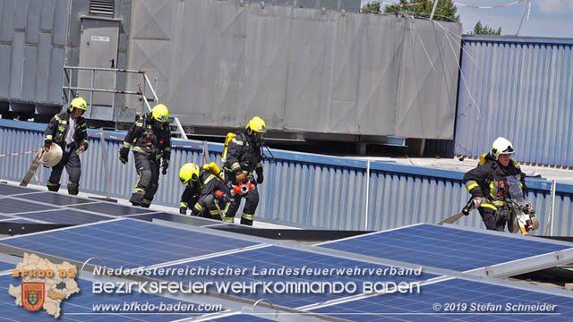 20190715 Brand mehrerer Photovoltaikpaneele am Dach einer Halle im Gewerbepark-Traiskirchen Foto: © Stefan Schneider BFK Baden 20190715 Brand mehrerer Photovoltaikpaneele am Dach einer Halle im Gewerbepark-Traiskirchen Foto: © Stefan Schneider BFK Baden