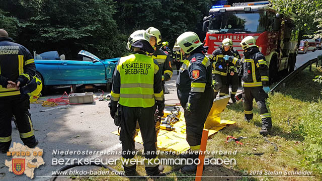 20190716 Verkehrsunfall auf der LB210 Helenental  Fotos: © Stefan Schneider FF Baden-Stadt