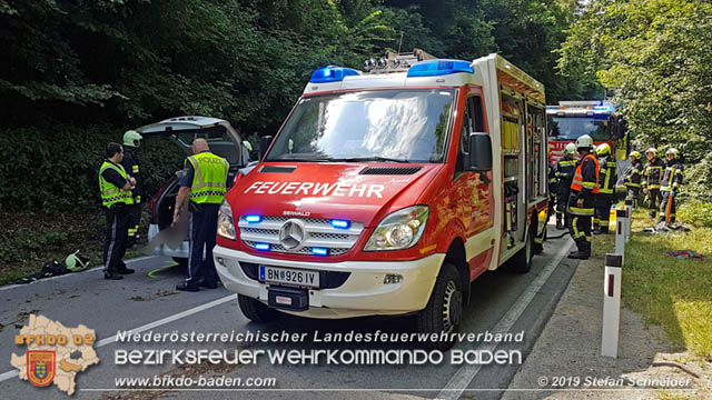 20190716 Verkehrsunfall auf der LB210 Helenental  Fotos: © Stefan Schneider FF Baden-Stadt