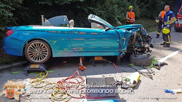 20190716 Verkehrsunfall auf der LB210 Helenental  Fotos: © Stefan Schneider FF Baden-Stadt