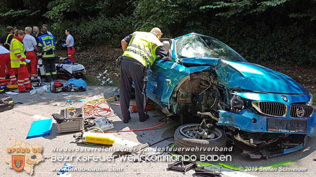 20190716 Verkehrsunfall auf der LB210 Helenental  Fotos: © Stefan Schneider FF Baden-Stadt