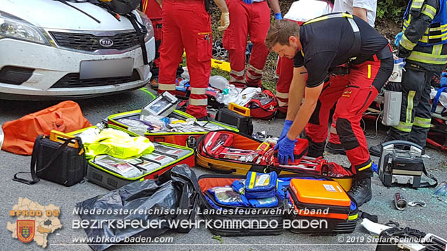 20190716 Verkehrsunfall auf der LB210 Helenental  Fotos: © Stefan Schneider FF Baden-Stadt