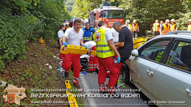20190716 Verkehrsunfall auf der LB210 Helenental  Fotos: © Stefan Schneider FF Baden-Stadt