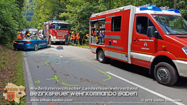 20190716 Verkehrsunfall auf der LB210 Helenental  Fotos: © Stefan Schneider FF Baden-Stadt