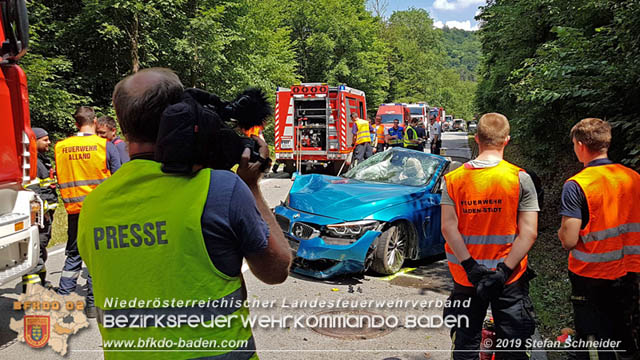20190716 Verkehrsunfall auf der LB210 Helenental  Fotos: © Stefan Schneider FF Baden-Stadt