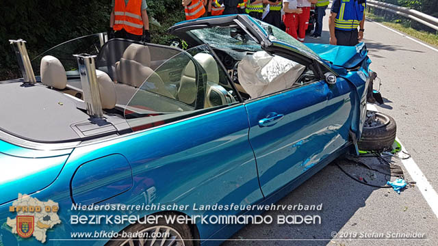 20190716 Verkehrsunfall auf der LB210 Helenental  Fotos: © Stefan Schneider FF Baden-Stadt