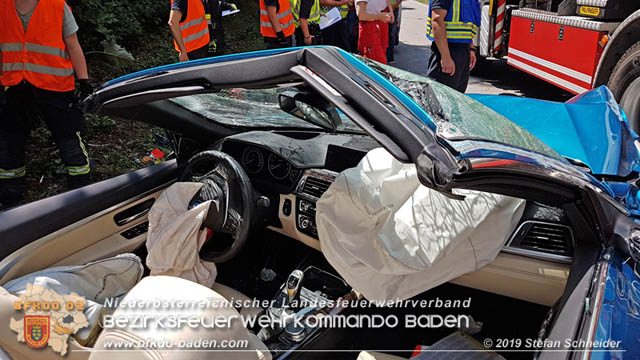20190716 Verkehrsunfall auf der LB210 Helenental  Fotos: © Stefan Schneider FF Baden-Stadt