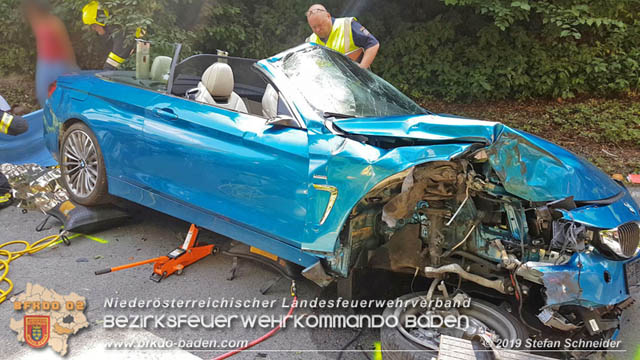 20190716 Verkehrsunfall auf der LB210 Helenental  Fotos: © Stefan Schneider FF Baden-Stadt