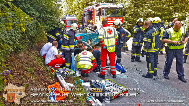 20190716 Verkehrsunfall auf der LB210 Helenental  Fotos: © Stefan Schneider FF Baden-Stadt