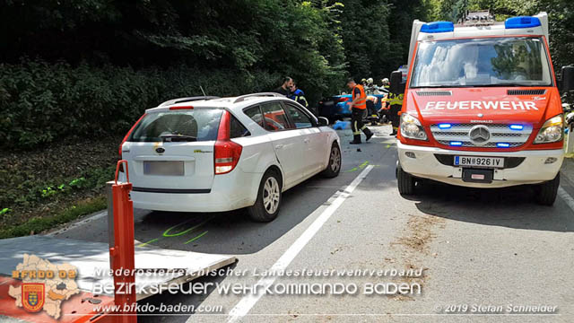 20190716 Verkehrsunfall auf der LB210 Helenental  Fotos: © Stefan Schneider FF Baden-Stadt