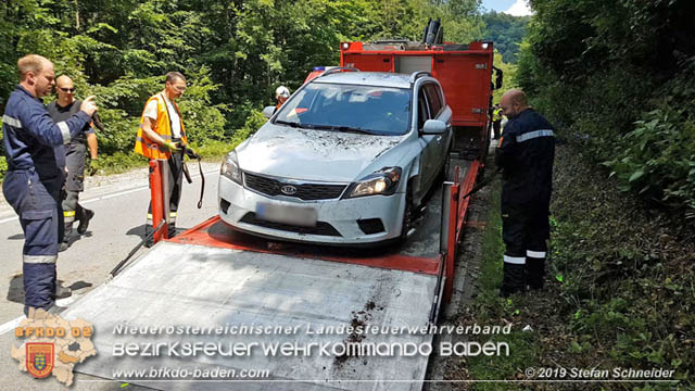 20190716 Verkehrsunfall auf der LB210 Helenental  Fotos: © Stefan Schneider FF Baden-Stadt