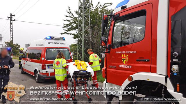 20191014 Pensionist mit Rad bei einem unbeschranktem Bahnübergang in Tattendorf von Zug erfasst und schwer verletzt  Foto: © Stefan Schneider