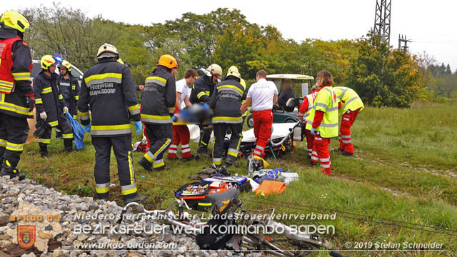 20191014 Pensionist mit Rad bei einem unbeschranktem Bahnübergang in Tattendorf von Zug erfasst und schwer verletzt  Foto: © Stefan Schneider