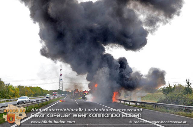 20191015 Lkw in Vollbrand auf der A3 Trumau - Ebreichsdorf  Foto: © Thomas Lenger Monatsrevue.at